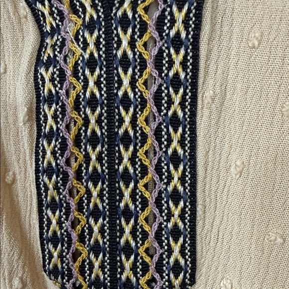 DR2 Beige Tan Embroidered V-Neck Tunic - Picture 3 of 8